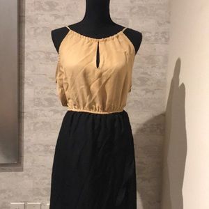 Tan and navy high low dress